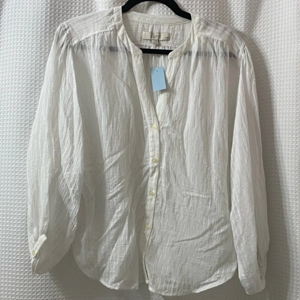 NWT LOFT Petite Striped Button Down Top